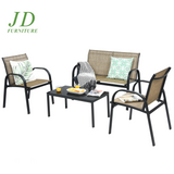 4PCS Patio Conversation Furniture Set All-Weather Garden Outdoor Brown