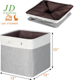 Set of 3 Large Foldable Storage Cubes – 13x13x13" Gray Bins with Handles for Closet & Shelf Organization