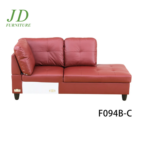 Semi PU Leather Sectional Sofa Couch Living Room Furniture Sets, Modern L Shaped Sectional Sofa Set, Red(No Ottoman)