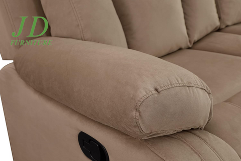 Elton 3-Piece Beige Reclining Sofa Set – Microfiber Sofa, Loveseat & Chair with Lumbar Support & Extra Padding, 6-Seater