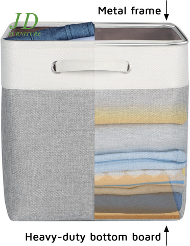 Set of 3 Large Foldable Storage Cubes – 13x13x13" Gray Bins with Handles for Closet & Shelf Organization
