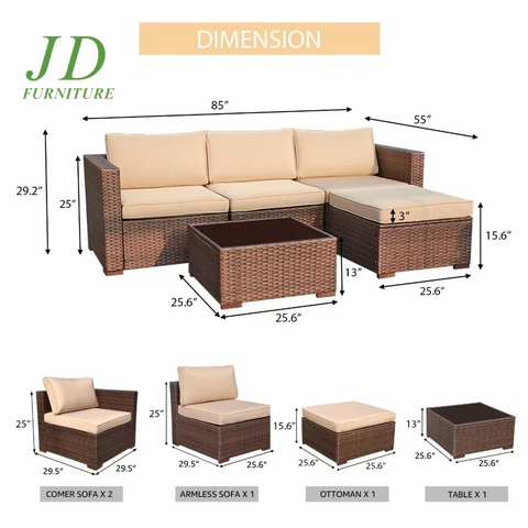 Abler 5 Piece Sectional Seating Group with Cushions