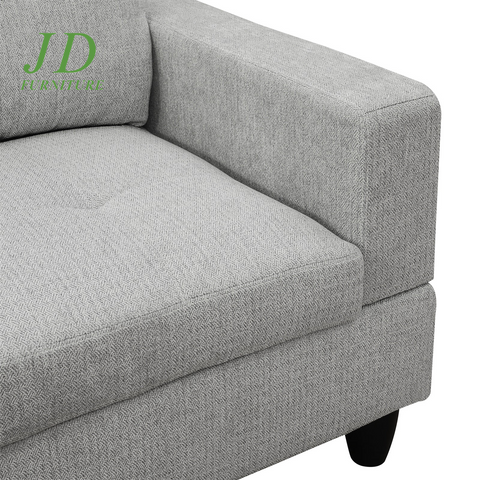 Modern L-Shaped Sectional Sofa Set – Off-White Chenille Couch for Apartment Living Room (No Ottoman)