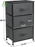 3-Drawer Nightstand – Bedside Table with Fabric Bins, Wood Top & Steel Frame for Bedroom, Office, or Dorm