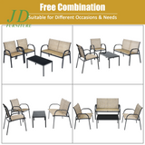 4PCS Patio Conversation Furniture Set All-Weather Garden Outdoor Brown