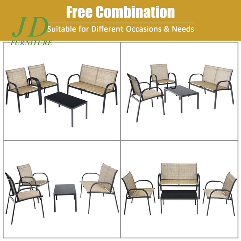 4PCS Patio Conversation Furniture Set All-Weather Garden Outdoor Brown