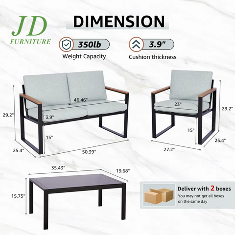 Atara 4 Piece Sofa Seating Group with Cushions