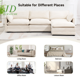Sectional Sofa with Ottoman, Small L Shaped Free Combination Corduroy Couch Furniture Sets for Living Room, Beige