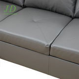 Modern L-Shaped Faux Leather Sectional Sofa – 4-Seat Dark Grey Couch with 16" Back Height for Living Room (No Ottoman)