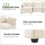 Sectional Sofa with Ottoman, Small L Shaped Free Combination Corduroy Couch Furniture Sets for Living Room, Beige