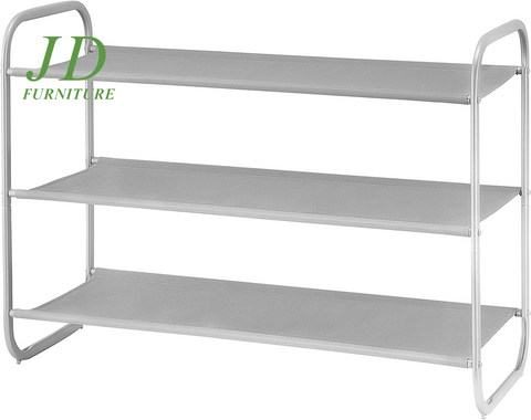 3-Tier Shoe Rack, Fabric Shoe Shelf for Closet Bedroom Entryway (Light Gray)