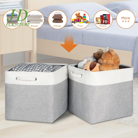Set of 3 Large Foldable Storage Cubes – 13x13x13" Gray Bins with Handles for Closet & Shelf Organization