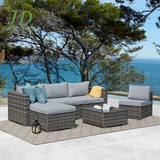 Eudy 6 Piece Rattan Sectional Seating Group with Cushions
