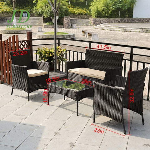 Patio Furniture Set 4 Pieces Outdoor Rattan Chair Wicker Sofa Garden Pool/Backyard