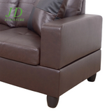 Modern L-Shaped Faux Leather Sectional Sofa Set – Brown Couch with 17.5" Back Height for Living Room (No Ottoman)