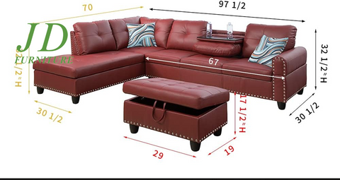 Modern Sofa Set with Storage Ottoman & Multifunctional Back Cushion – Right-Facing Chair (F09915B)