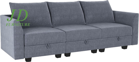 2-Piece Modular Sofa & Loveseat Set – Reconfigurable Living Room Furniture in Bluish Grey