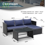 Lotis 3 Piece Rattan Sofa Seating Group with Cushions