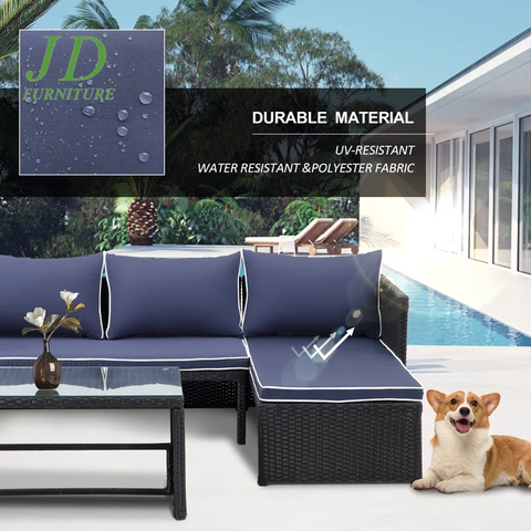 Lotis 3 Piece Rattan Sofa Seating Group with Cushions