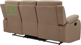 Elton 3-Piece Beige Reclining Sofa Set – Microfiber Sofa, Loveseat & Chair with Lumbar Support & Extra Padding, 6-Seater