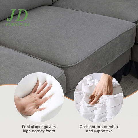 Convertible U-Shaped Modular Sectional Sofa – 7-Seat Fabric Sleeper Couch with Chaise & Recliner, Dark Gray