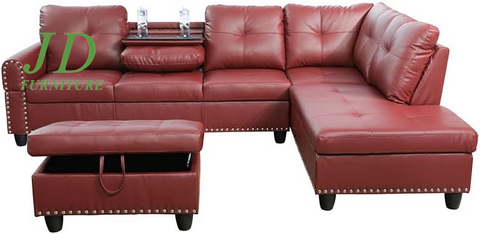 Modern Sofa Set with Storage Ottoman & Multifunctional Back Cushion – Right-Facing Chair (F09915B)