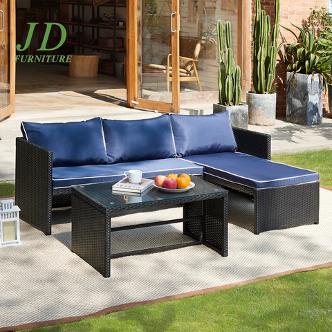 Lotis 3 Piece Rattan Sofa Seating Group with Cushions