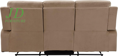 Elton 3-Piece Beige Reclining Sofa Set – Microfiber Sofa, Loveseat & Chair with Lumbar Support & Extra Padding, 6-Seater