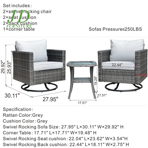 Ben Multi-Piece Rocking Chair Outdoor Furniture 3 Sets