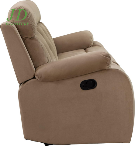 Elton 3-Piece Beige Reclining Sofa Set – Microfiber Sofa, Loveseat & Chair with Lumbar Support & Extra Padding, 6-Seater