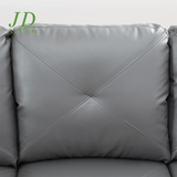 Modern L-Shaped Faux Leather Sectional Sofa – 4-Seat Dark Grey Couch with 16" Back Height for Living Room (No Ottoman)