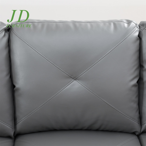 Modern L-Shaped Faux Leather Sectional Sofa – 4-Seat Dark Grey Couch with 16" Back Height for Living Room (No Ottoman)